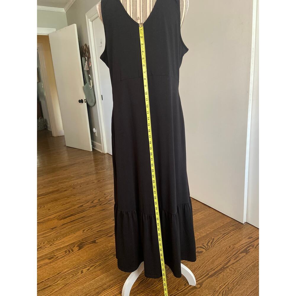 Cuddl Duds black sleeveless knit maxi dress with ruffled hem - Picture 6 of 8